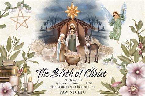 religious christmas birth jesus nativity graphic  pawstudio