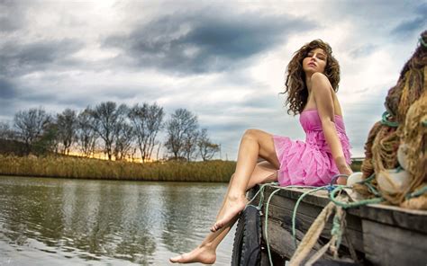 wallpaper legs barefoot model sitting sky women outdoors dock