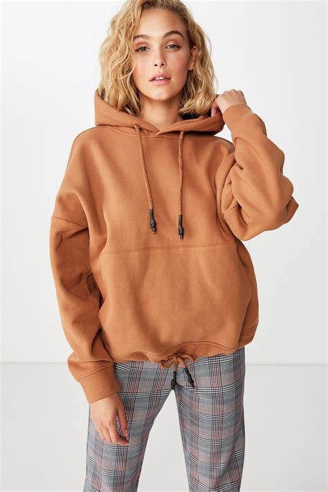 maxie oversized hoodie caramel tan cotton  hoodies sweats