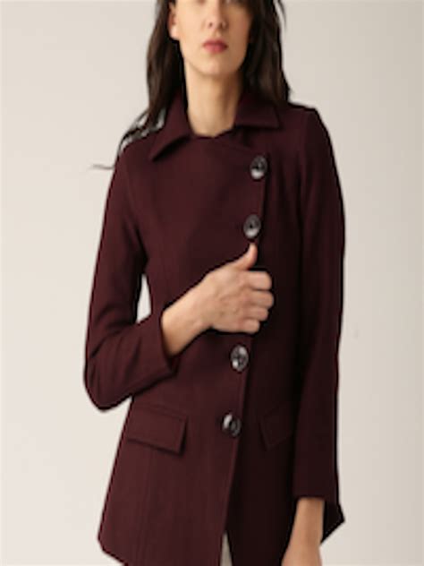 buy dressberry burgundy trench coat coats  women  myntra