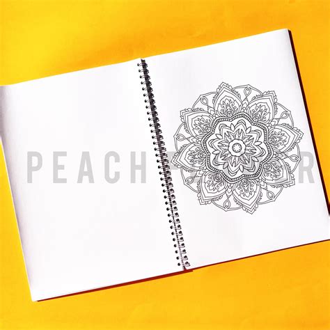 Adult Coloring Book Mandala Version 2 In 1 Peach Flower