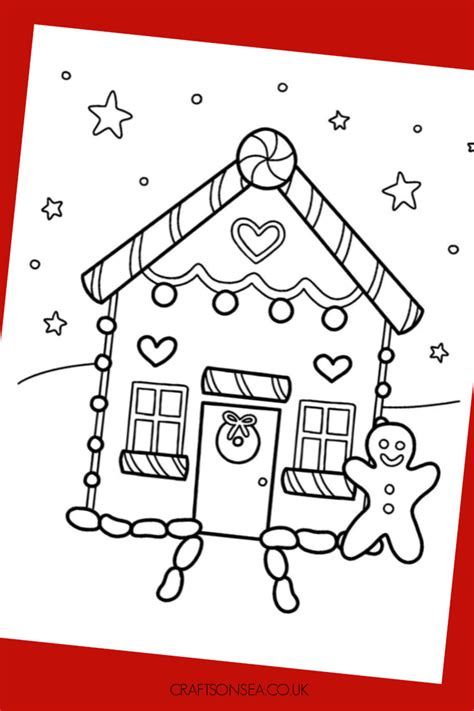 christmas gingerbread house coloring page  printable crafts  sea