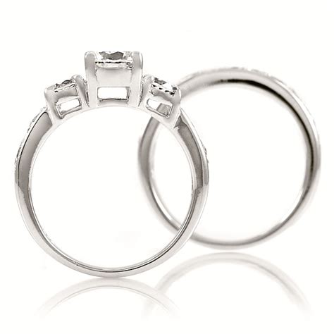 Loki S 3 Stone Cubic Zirconia Wedding Ring Set