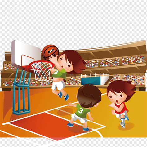 Ilustrasi Kartun Olahraga Basket Bermain Basket Fotografi Png Unduh