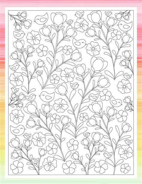 flower pattern coloring page adult coloring page flower etsy