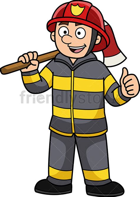 Confident Firefighter Cartoon Clipart Vector Friendlystock