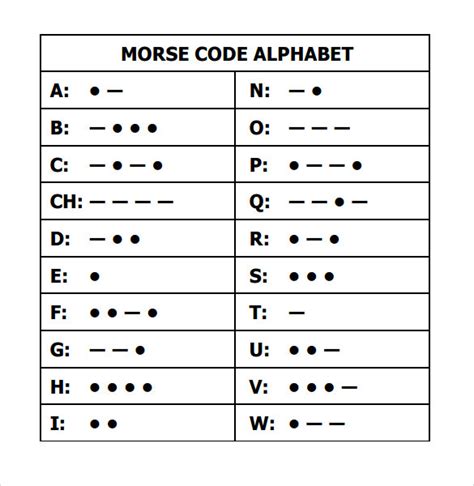 morse code printable