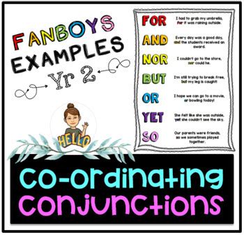 fanboys coordinating conjunctions poster   wil tpt