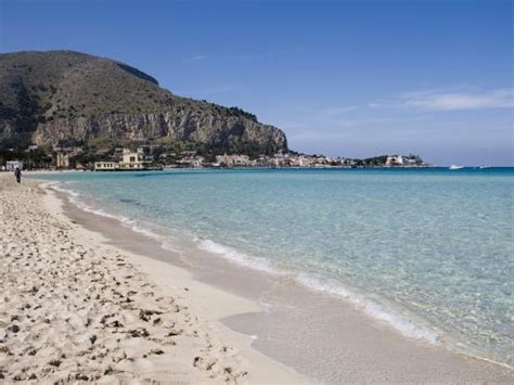Beach Mondello Palermo Sicily Italy Mediterranean