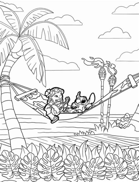 lilo stitch coloring pages lilo  stitch playing guitar
