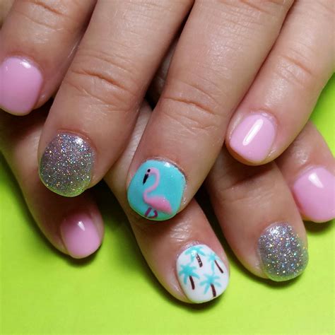flamingonails beachnails gel polish flamingo nails beach nails