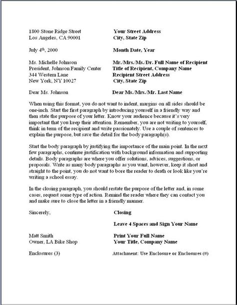business letter format formal writing sample template layout