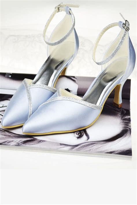 charming elegant comfy handmade close toe women shoes  blue bridal shoes grey wedding
