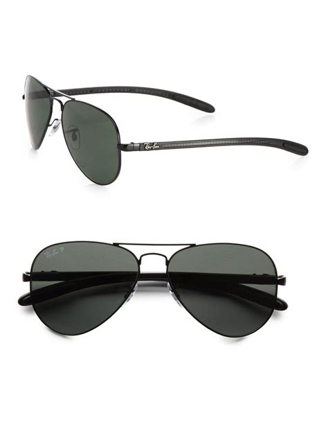 ray ban tech aviator sunglasses  black  men lyst