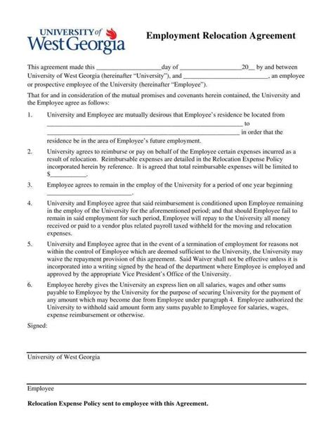 relocation agreement templates  word