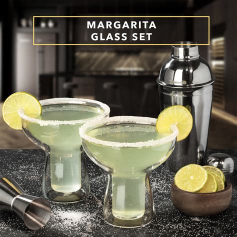 Double Wall Classic Margarita Glasses Unique Shaped Insulated Etsy