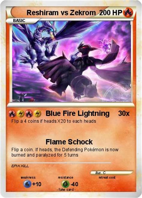 Pokémon Reshiram Vs Zekrom 69 69 Blue Fire Lightning