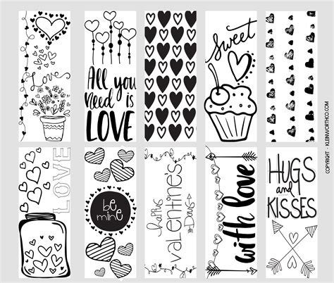 valentine printable coloring page bookmarks taste   frontier