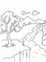 Stream Coloring Pages Mountain Template Sketch sketch template