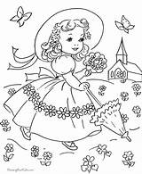 Coloring Pages Easter Spring Dress Vintage Old Kids Printable Christmas Book Color Fashioned Kid Retro Embroidery Girl Countdown Clothes Clipart sketch template
