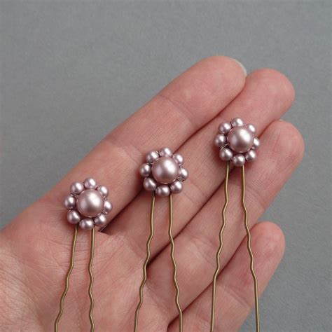 Dusky Pink Pearl Flower Hair Pins Anna King Jewellery