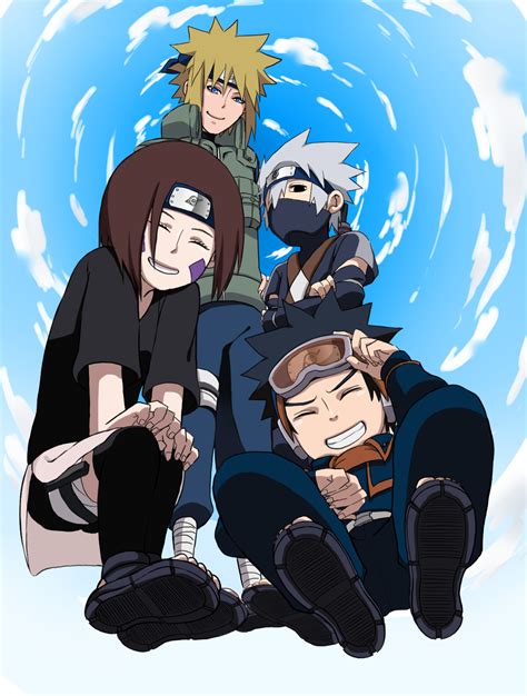 Obito Uchiha Kakashi Hatake Minato And Rin Obito