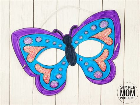 printable butterfly mask template coloring page