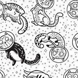 Galaxy Coloring Cats Crazy Print Spoonflower Fabric Penguinhouse sketch template