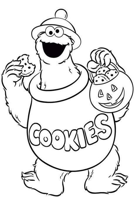 cookie monster  carrying delicious cake coloring pages monster