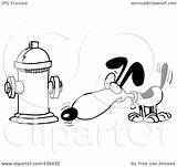 Dog Anticipating Relieving Himself Hydrant Toonaday Royalty Outline Cartoon Illustration Rf Clip Clipart sketch template