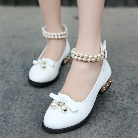 spring  girls leather shoes performance leather shoes  girl white princess shoes