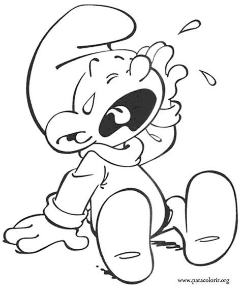 smurfs baby smurf crying coloring page
