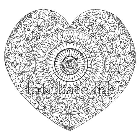 love mandala coloring page detailed  intricate etsy