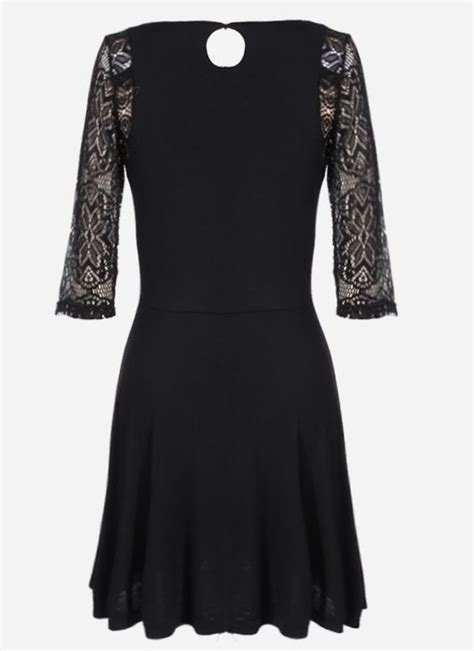 zwarte jurk met kanten mouwen alle dameskleding style  wear