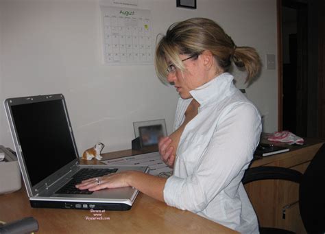 Wife Playing With Her Tits While On Computer August 2008 Voyeur