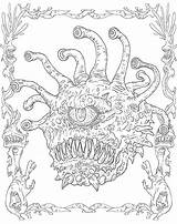 Coloring Dragons Dungeons Monsters Book Realms Heroes Pages Dnd Head Drawing Review Beholder Getdrawings sketch template