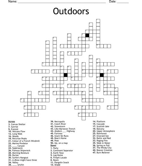 outdoors crossword wordmint