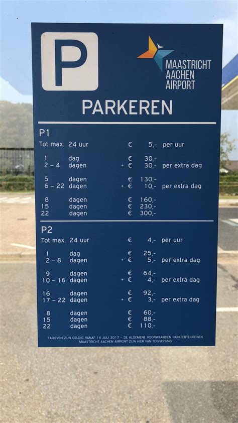 parkeermogelijkheden en parkeertarieven op maastricht aachen airport