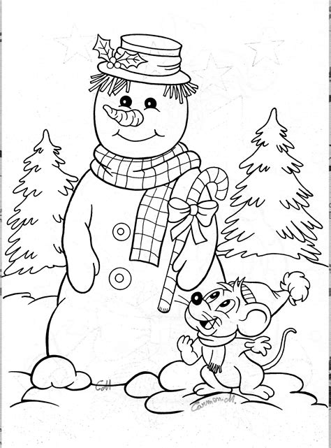snowman  mouse coloring pages winter snowman coloring pages