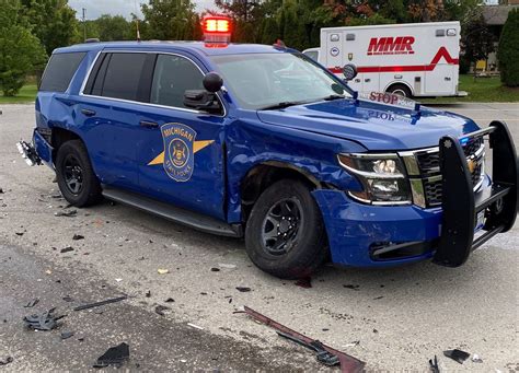 michigan state police patrol car rear ended   vehicle crash mlivecom