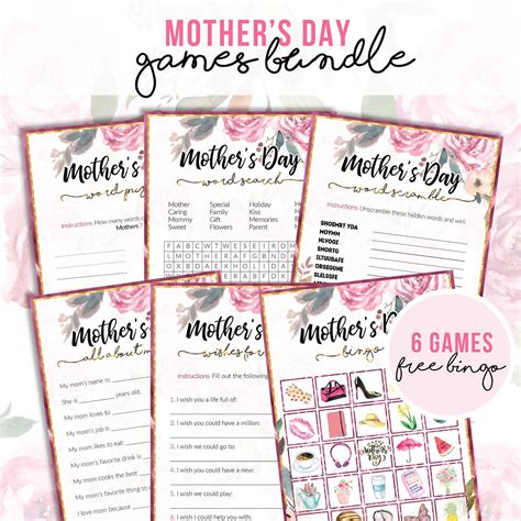 mothers day party games printable games classroom games etsy