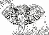 Coloring Pages Elephant Adults Adult Printable Sheets Mandala Artwork sketch template