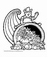 Coloring Pages Thanksgiving Harvest Fall Farmer Cornucopia Halloween Sheets Clipart November Cliparts Color Plenty Horn Honkingdonkey Fun Holiday Printable Library sketch template