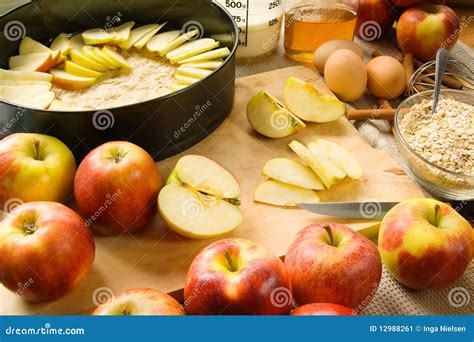 apple pie preparation stock image image  arrangement