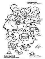 Egg Hunt Easter Coloring Pages Printable Drawing Carton Children Go Drawings Color Garden Getcolorings Paintingvalley Popular sketch template