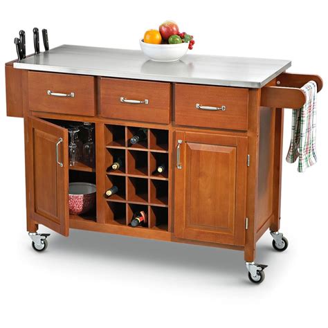stainless steel top rolling kitchen cart  kitchen dining