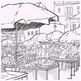 Market Farmers Vegetables Illustration Stock Coloring Pages Vector Sketch Depositphotos Farm Template Organic Printables Vectors Illustrations Cartoon Vintage Royalty sketch template