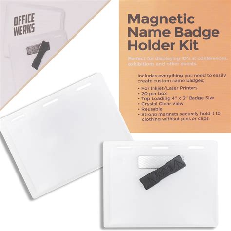 officewerks magnetic  badge holder kit    clear top loading