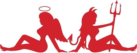 Sexy Angel And Devil Girl Silhouette Naughty And Nice Vinyl
