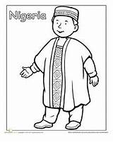 Coloring Pages Traditional Kids Worksheets Nigerian Clothing Around Outfits Cultures Colouring Sheets Education Dress Children Nigeria Sheet Countries Worksheet Cultural sketch template